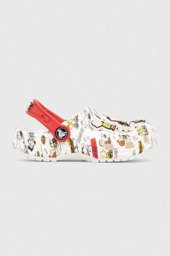 Detské šľapky Crocs PEANUTS CLASSIC CLOG biela farba