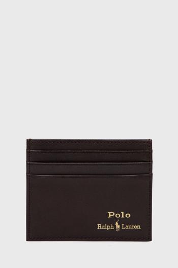 Kožené puzdro na karty Polo Ralph Lauren pánsky, hnedá farba
