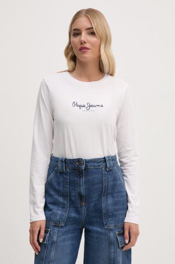 Bavlnené tričko s dlhým rukávom Pepe Jeans FIORE LS biela farba, PL505947