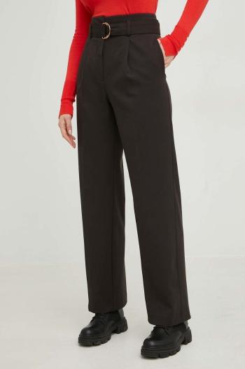 Nohavice Answear Lab dámske, hnedá farba, široké, vysoký pás