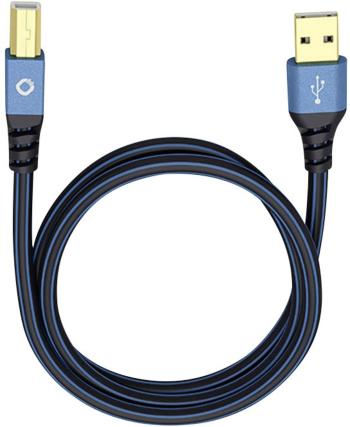 USB 2.0 prepojovací kábel [1x USB 2.0 zástrčka A - 1x USB 2.0 zástrčka B] 50.00 cm modrá pozlátené kontakty Oehlbach USB