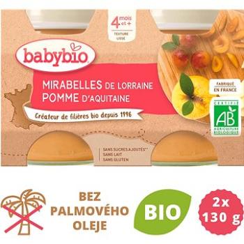 BABYBIO, Mirabelky, jablko, 2× 130 g (3288131510927)