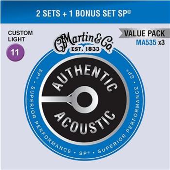 MARTIN Authentic SP 92/8 Phosphor Bronze Custom Light – Limited 3 Packs (HN208262)