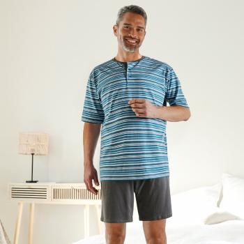 Blancheporte Pyžamo so šortkami s 2 vreckami antracitová/tyrkysová 137/146 (4XL)