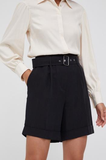 Šortky Woolrich dámske, čierna farba, jednofarebné, vysoký pás
