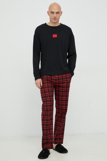 Pyžamo HUGO pánska, červená farba, vzorovaná