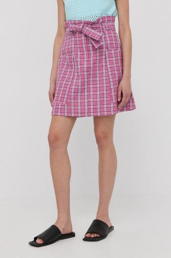 Ľanová sukňa MAX&Co. fialová farba, mini, áčkový strih