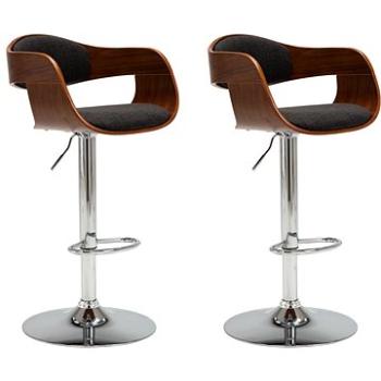 Barové stoličky 2 ks sivé ohýbané drevo a textil, 3052713