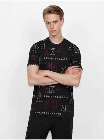 Čierne pánske vzorované tričko Armani Exchange