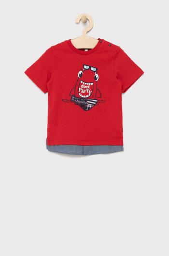 Detské bavlnené tričko Birba&Trybeyond červená farba, s potlačou