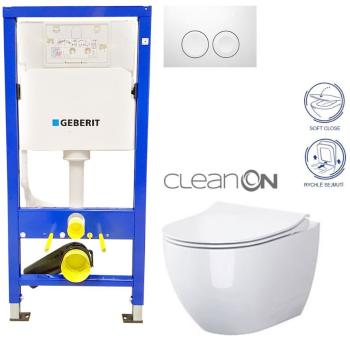 GEBERIT DuofixBasic s bielym tlačidlom DELTA21 + WC CERSANIT ZEN CLEANON + SEDADLO 458.103.00.1 21BI HA1