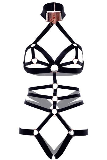 Čierne crotchless harness body KI4047