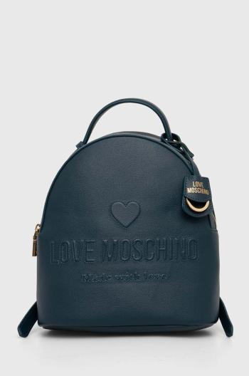 Kožený ruksak Love Moschino dámsky, tyrkysová farba, malý, jednofarebný, JC4116PP1LL1000A