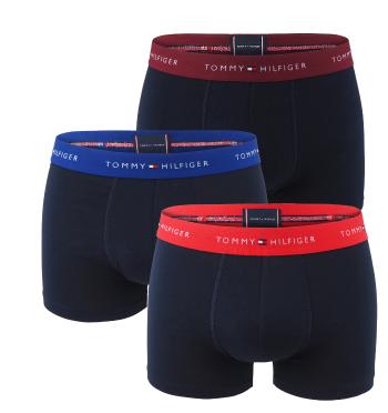 TOMMY HILFIGER - boxerky 3PACK signature cotton essentials dark color with rouge & blue waist -M (77-88 cm)