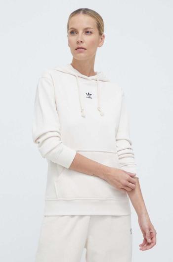 Bavlnená mikina adidas Originals Essentials Regular Hoodie dámska, béžová farba, s kapucňou, jednofarebná, IA6426