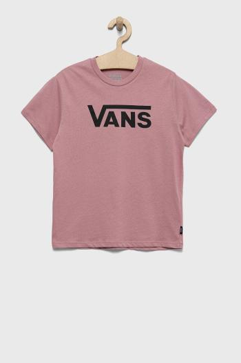 Detské bavlnené tričko Vans fialová farba,
