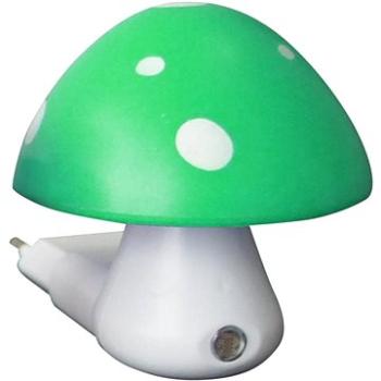 LED detská lampička do zásuvky Muchotrávka zelená 0,4 W/230 V/6400 K, súmrakový senzor (846LED4SG)