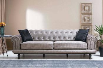 Sofahouse Dizajnová rozkladacia sedačka Chesterfield 230 cm sivá