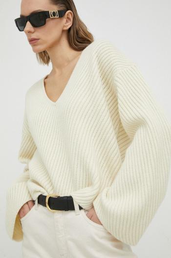 Vlnený sveter By Malene Birger Emery dámsky, béžová farba