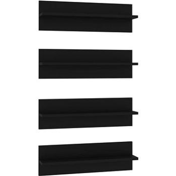 Shumee - Nástenné 4 ks čierne 60×11,5×18 cm drevotrieska, 807318