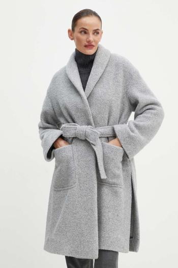 Vlnený kabát Max Mara Leisure šedá farba, prechodný, oversize, 2426906018600