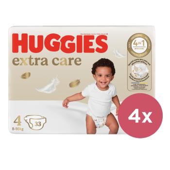 4x HUGGIES® Plienky jednorázové Extra Care 4 (8-14 kg) 33 ks