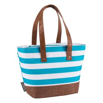 Pruhovaná izolačná taška cez rameno Navigate Tote Aqua, 15 l