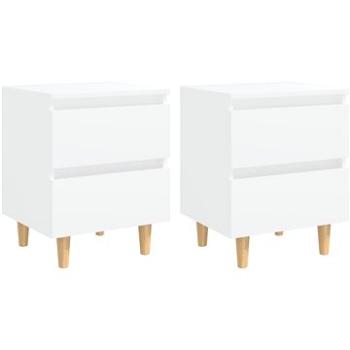 SHUMEE Nočné stolíky s nohami z borovice 2 ks biele 40 × 35 × 50 cm, 805852