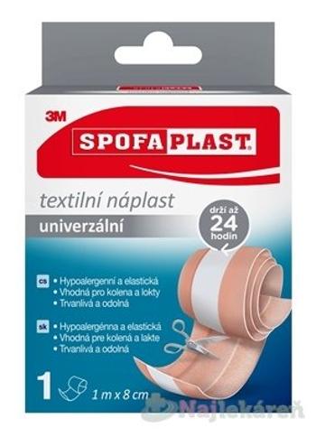 3M SPOFAPLAST č.164 Textilná náplasť univerzálna, rýchloobväz, 1 m x 8cm, 1 ks