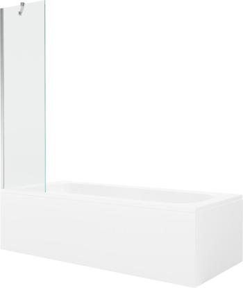 MEXEN/S - Vega obdĺžniková vaňa 180 x 80 cm s panelom + vaňová zástena 50 cm, transparent, chróm 550118080X9505000001