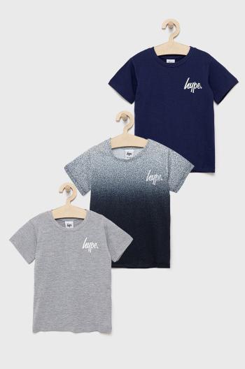 Detské bavlnené tričko Hype šedá farba, s potlačou