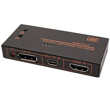 OEM Prepínač HDMI/miniDP/DP -> HDMI, 3:1