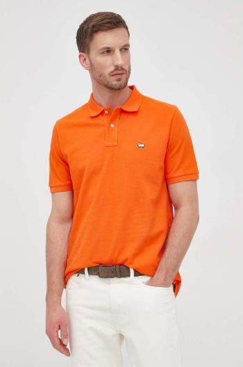 Bavlnené polo tričko Woolrich oranžová farba, jednofarebné