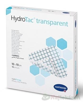 HydroTac transparent Krytie na rany hydrogélový obväz (10x10cm) 10ks