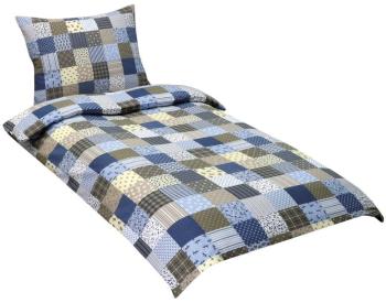 Obliečky flanel 12/538 modrý patchwork 140x200, 70x90