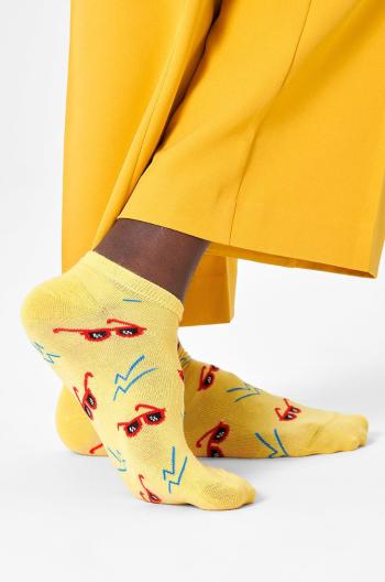Členkové ponožky Happy Socks pánske, žltá farba