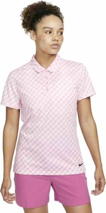 Nike Dri-Fit Victory Womens Short-Sleeve Printed Golf Polo Medium Soft Pink/Black S