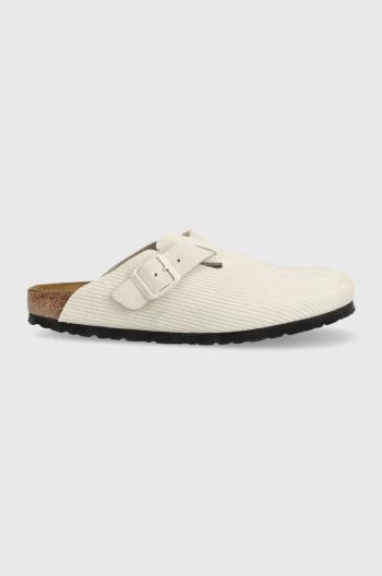 Semišové šľapky Birkenstock Boston dámske, šedá farba, 1025270