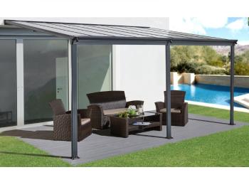 Hliníková pergola 4,96x3 m WALL 53 antracit Lanitplast Mléčně bílá (opál)