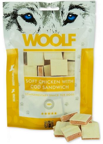 Maškrta Woolf mäkký kurací sendvič s treskou pre psy 100g