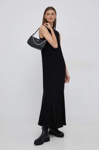 Šaty Calvin Klein čierna farba, maxi, rovný strih
