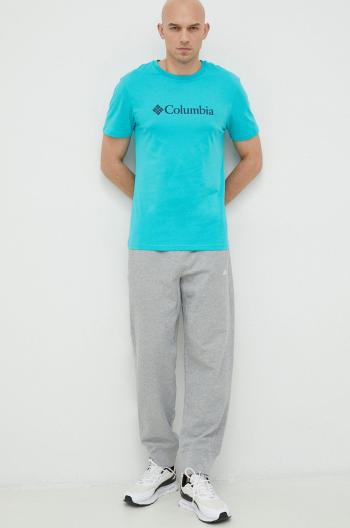 Tričko Columbia pánske, tyrkysová farba, s potlačou