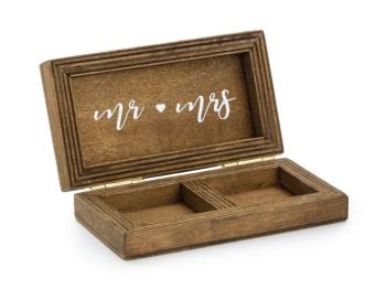 Drevená krabička na svadobné obrúčky 10 x 5,5 cm - PartyDeco