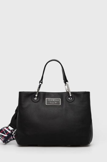 Kožená kabelka Emporio Armani čierna farba