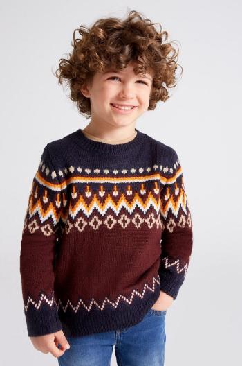 Detský sveter s prímesou vlny Mayoral bordová farba,
