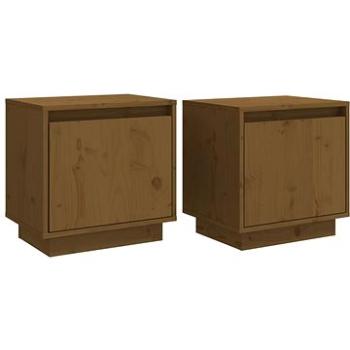 SHUMEE Nočné stolíky 2 ks medovo hnedé 40 × 30 × 40 cm masívne borovicové drevo, 813312