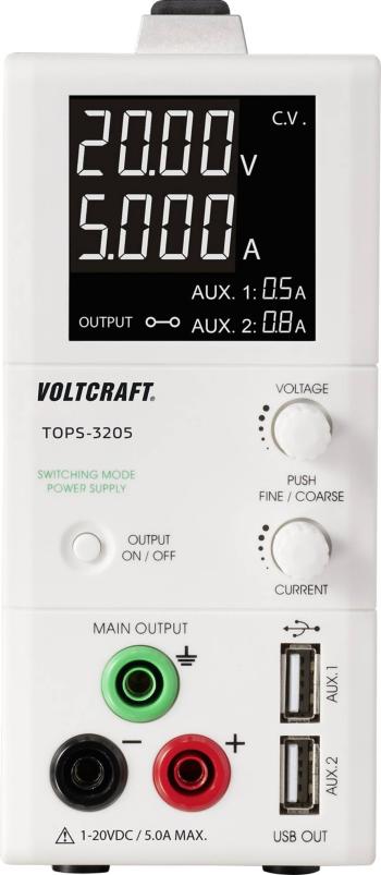 VOLTCRAFT TOPS-3205 laboratórny zdroj s nastaviteľným napätím  1 - 20 V/DC 0.25 - 5 A 100 W  OVP, kompaktná forma Počet