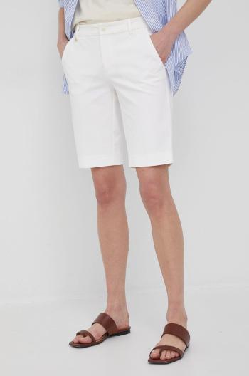 Šortky Lauren Ralph Lauren dámske, biela farba, jednofarebné, stredne vysoký pás
