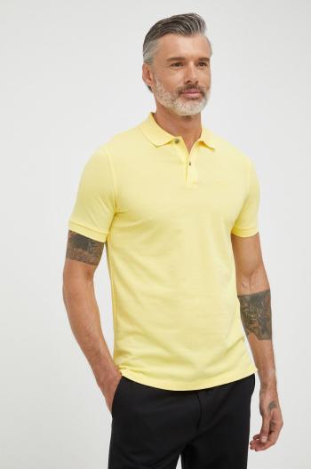 Bavlnené polo tričko BOSS žltá farba, s nášivkou