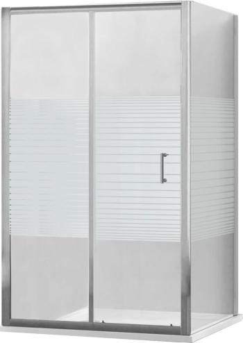 MEXEN/S - Apia obdĺžnikový sprchový kút 130x90 cm, transparent / pruhy, chróm + vanička 840-130-090-01-20-4010